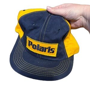 Polaris Patch Navy Yellow Gold SnapBack Hat Trucker Vintage 90s
